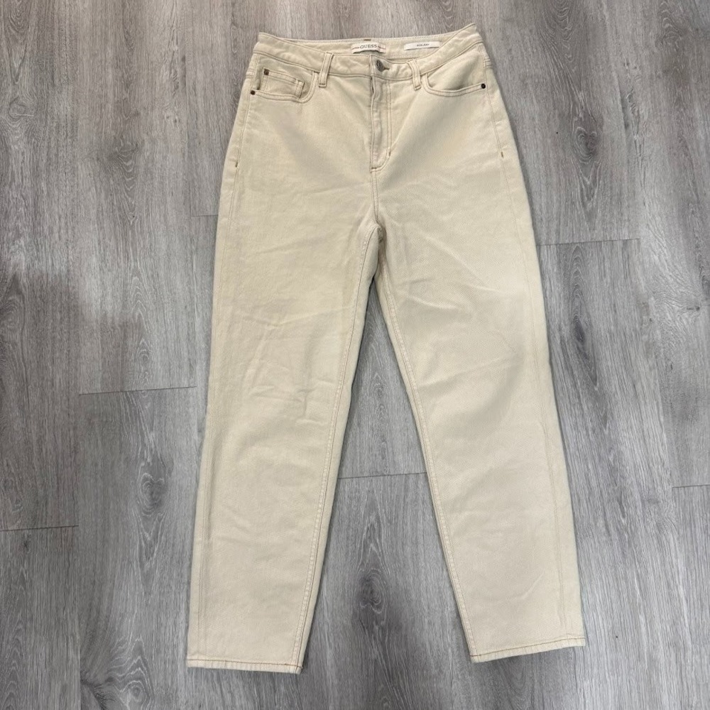 Vintage‎ Guess Mom Jeans Women's 29 Beige High Rise Relaxed Fit Denim